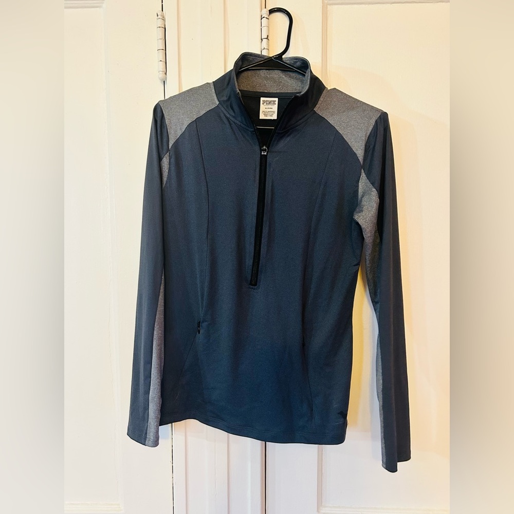 Victoria’s Secret Pink Quarter Zip up Jacket, Medium, black and grey - Picture 2 of 7